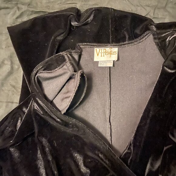 V.I.Petites Black Velvet Faux Wrap Around Long Dress - Picture 7 of 7